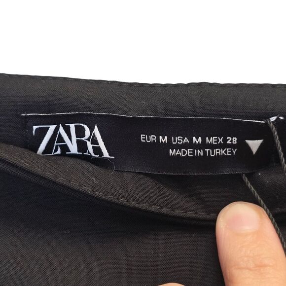 NWT Zara Womens M Box Pleated A-Line Belt Buckled Black Mini Skort 3067/538/800 - Picture 11 of 15